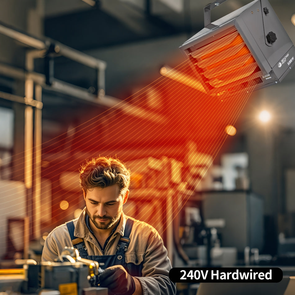 240V 7500W Hardwired Garage Heater   Adjustable Thermostat 3 Heating Settings Overheat Protection With Remote Control