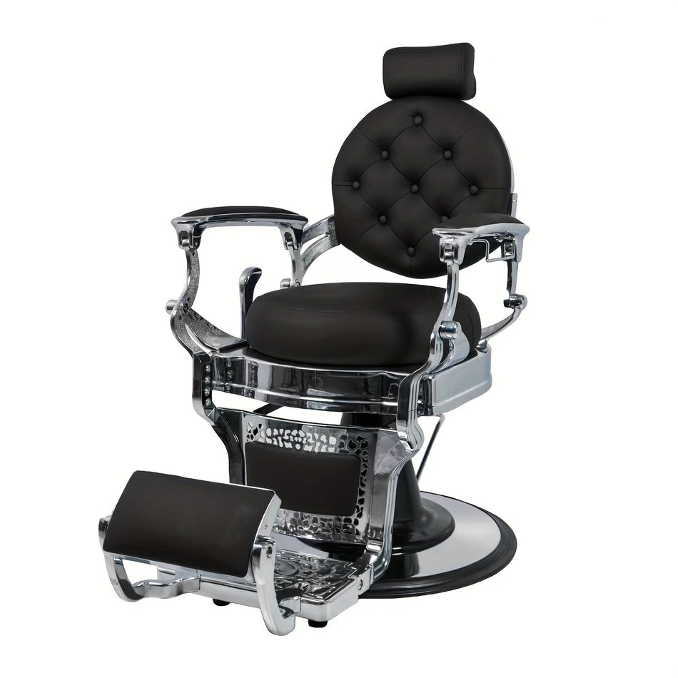 Vintage Aluminum Barber Chair   Hydraulic Reclining 360 Degree Swivel Heavy Duty For Barbershop Hair Salon Tattoo Massage Spa Silvery Color