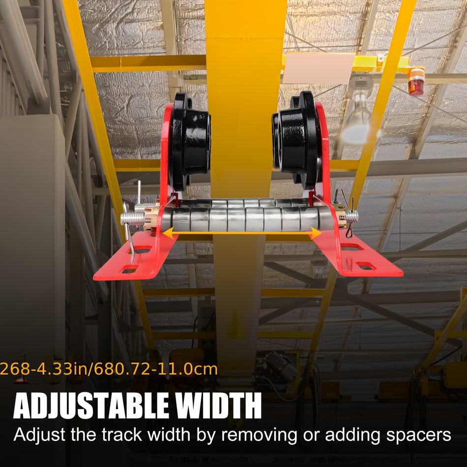 1Pc Rengue Adjustable Width Electric Hoist Trolley 05 Ton Load Capacity Metal Construction Compatible With Pa200 Pa500 Cranes Dual Wheel Push Gear Overhead Crane Trolley For Garage Storage