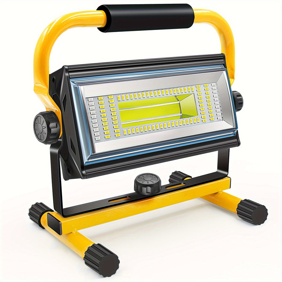 7000Lm Led 100W Rechargeable Portable Flood Light With Stand For Outdoor Camping Hiking Garage Car Repairing Workshop Job Site Lighting