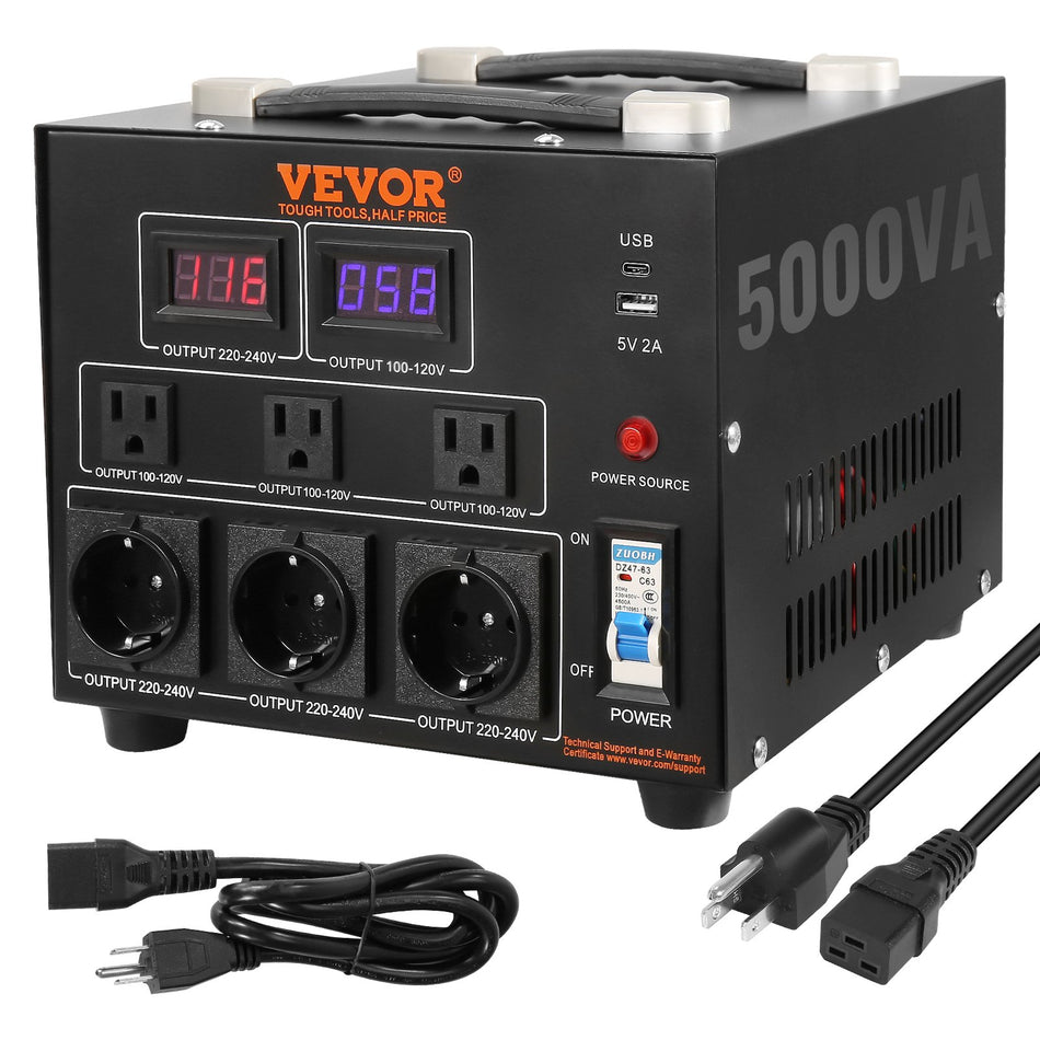 Voltage Converter Transformer 5000W Heavy Duty Step Updown Transformer Convert From 110 Volt To 220 Volt And From 220 Volt To 110 Volt With Us Outlet Eu Outlet 5V Usb Port Ce Certified