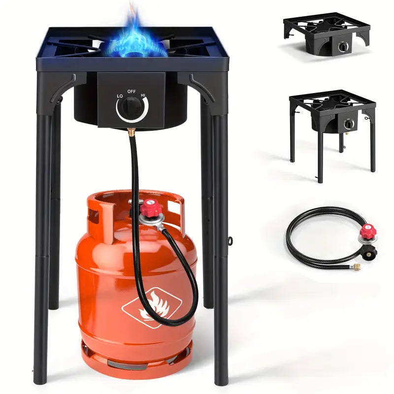 1 Burner Propane Gas Stove For Outdoor Cooking 225 000 Btu Camping Cooker With Removable Legs Adjustable Psi Regulator For Backyard Cooking Bbq Baking Frying