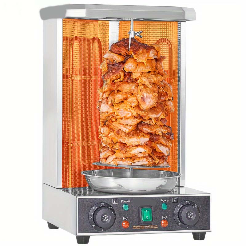 Shawarma Grill Machine 13 Lbs Capacity Chicken Shawarma Cooker Machine With 2 Burners Electric Vertical Broiler Gyro Rotisserie Oven Doner Kebab Machine For Home Restaurant Kitchen Parties
