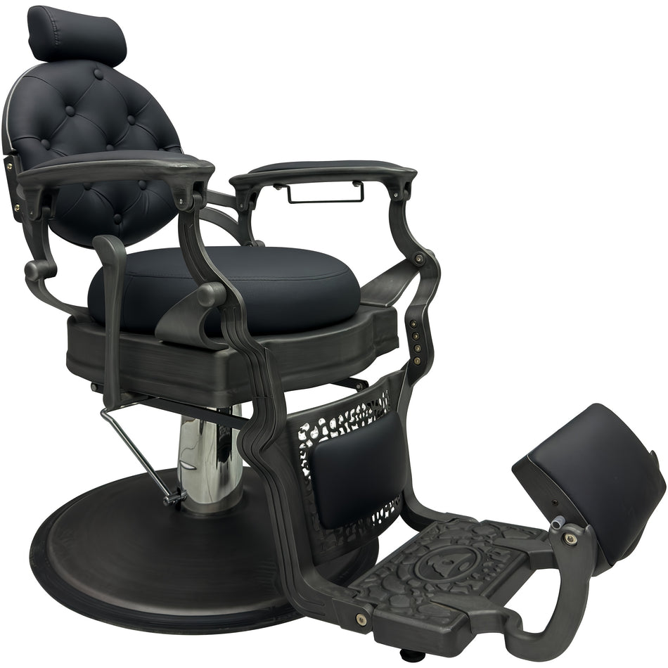 Vintage Aluminum Barber Chair   Hydraulic Reclining 360 Degree Swivel Heavy Duty For Barbershop Hair Salon Tattoo Mass Age Spa Gray Color