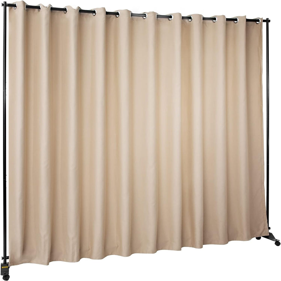 Room Divider Kit 8 Ft X 10 Ft 4 Rolling Wheels Curtain Divider Stand Aluminum Alloy Frame Blackout Curtain Portable Oxford Bag Included Expandable Room Divider For Office Beige