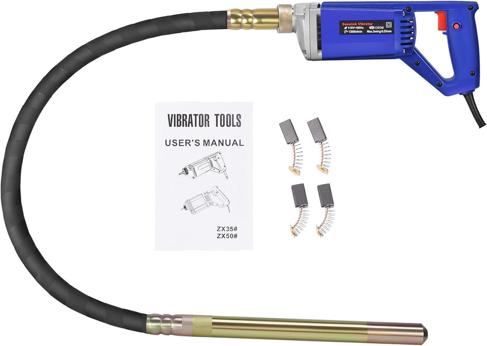 Seeutek Hand Held Concrete Vibrator 1500W Electric Vibrator 13000 Vibrations Per Minute
