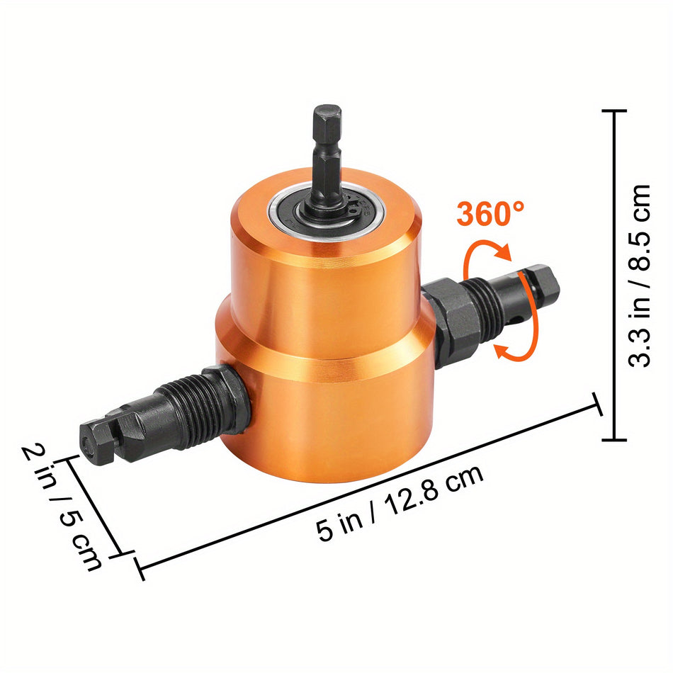 360 Degree Double Head Sheet Metal Nibbler Cutter Ideal For Straight Curve And Circle Cutting With Extra Punch And Die Includes Cutting Hole Accessory And Step Drill Bit