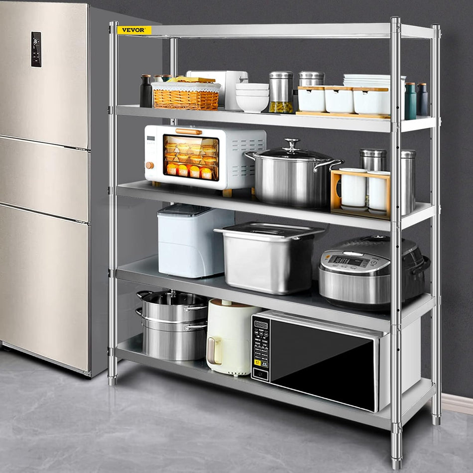 Storage Shelf 5 Tier Storage Shelving Unit Stainless Steel Garage Shelf 709 X 177 X 709 Inch Heavy Duty Storage Shelving 1650 Lbs Total Capacity With Adjustable Height