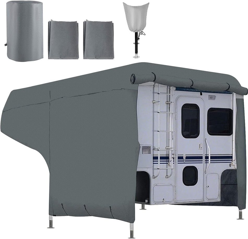Rv Cover 8 10 Travel Trailer Rv Cover Windproof Rv Trailer Cover Extra Thick 4 Layers Durable Camper Cover Waterproof Ripstop Anti Uv For Rv Motorhome With Adhesive Patch Storage Bag