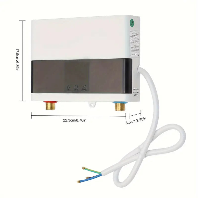 110V 4000W Small Kitchen Treasure Water Heater Horizontal Inlet And Outlet At The Bottom   White Color