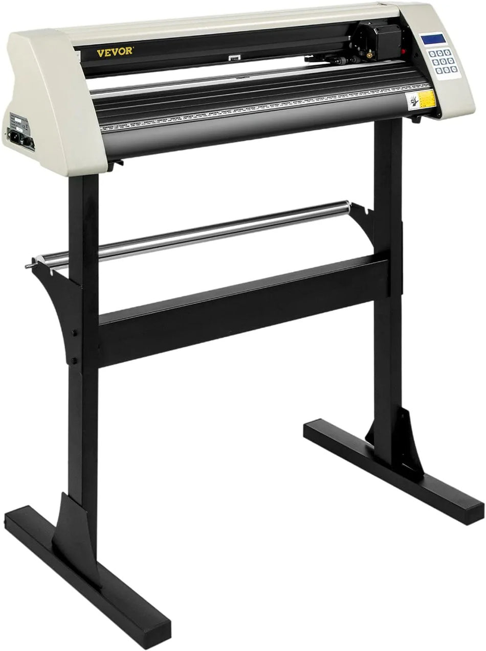 Vinyl Cutter Machine 28 Inch Paper Feed Cutting Plotter Bundle Adjustable Force Speed Vinyl Printer Lcd Display Windows Compatible Sign Making Kit Wsignmaster Stand Supplies 20 Blades