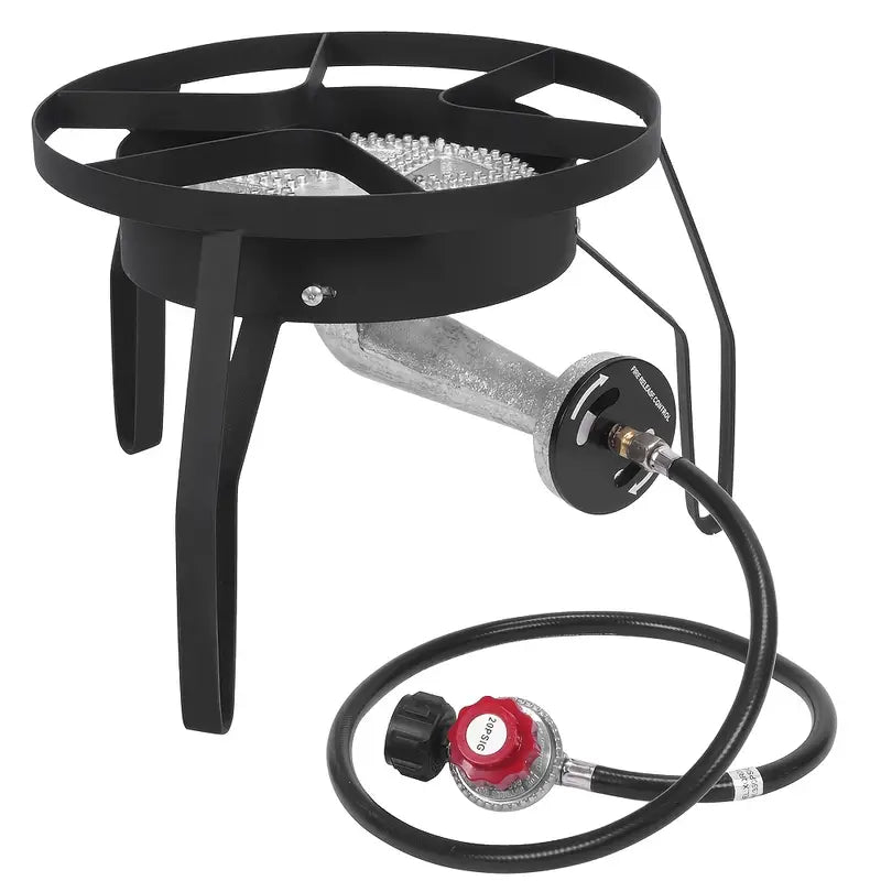 1 Burner Short Round Propane Gas Stove For Outdoor Cooking 225 000 Btu Camping Cooker With Removable Legs Adjustable Psi Regulator For Backyard Cooking Bbq Baking Frying