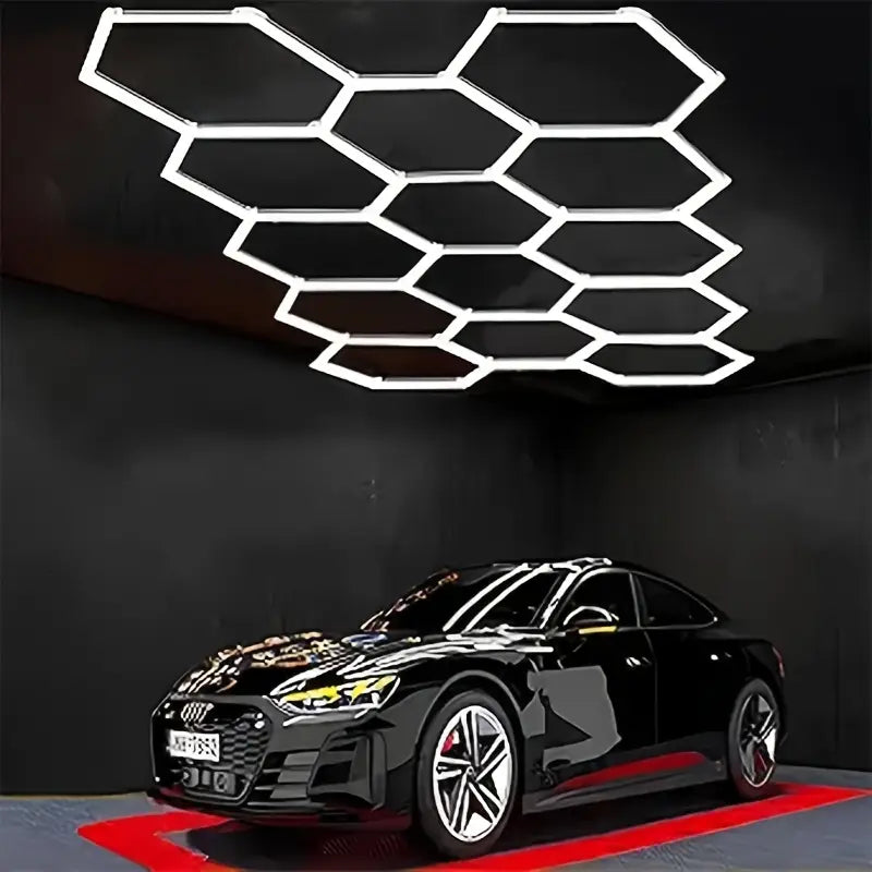 14Pc Without Borders Garage Light Hexagon Light Lamp Led Tube Honeycomb Ceiling Lighting For Auto Shops