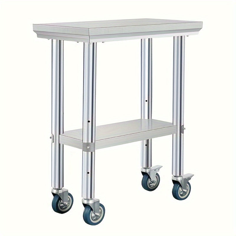 Stainless Steel Prep Table Heavy Duty 301234 Inch Stainless Steel Prep Table With 4 Casters   Commercial Kitchen Restaurant Business Food Worktable