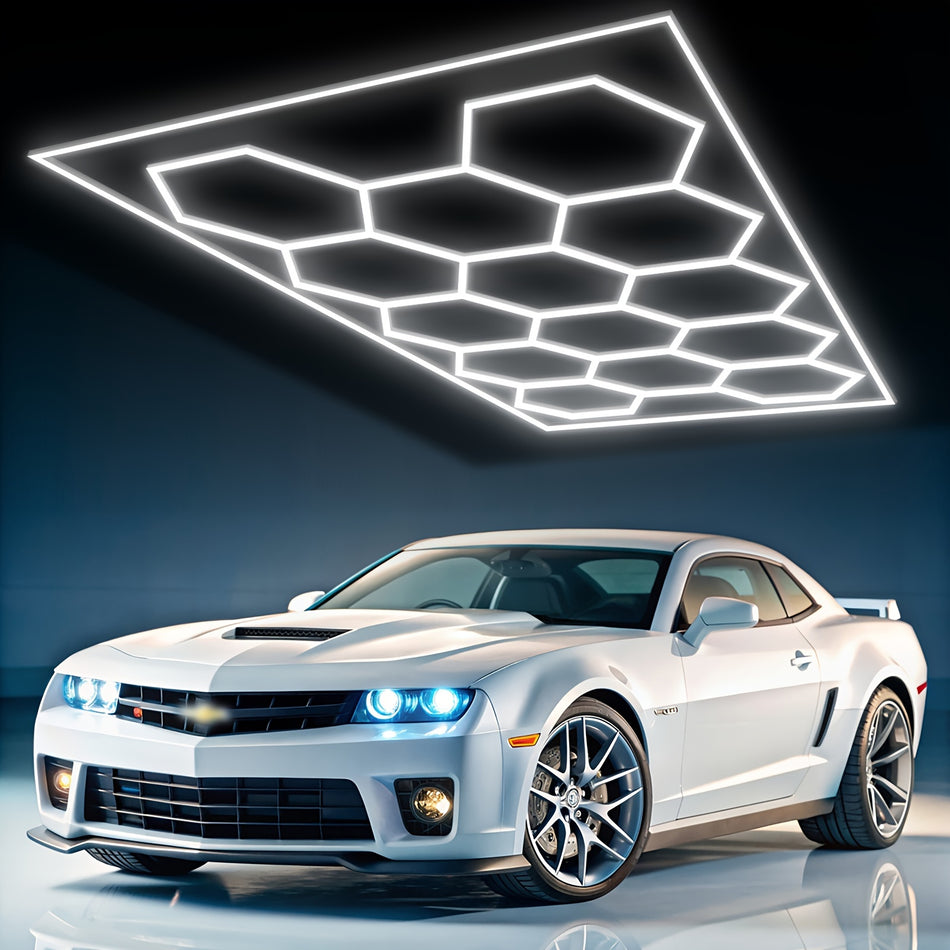 14Pc With Borders Garage Light Hexagon Light Lamp Led Tube Honeycomb Ceiling Lighting For Auto Shops
