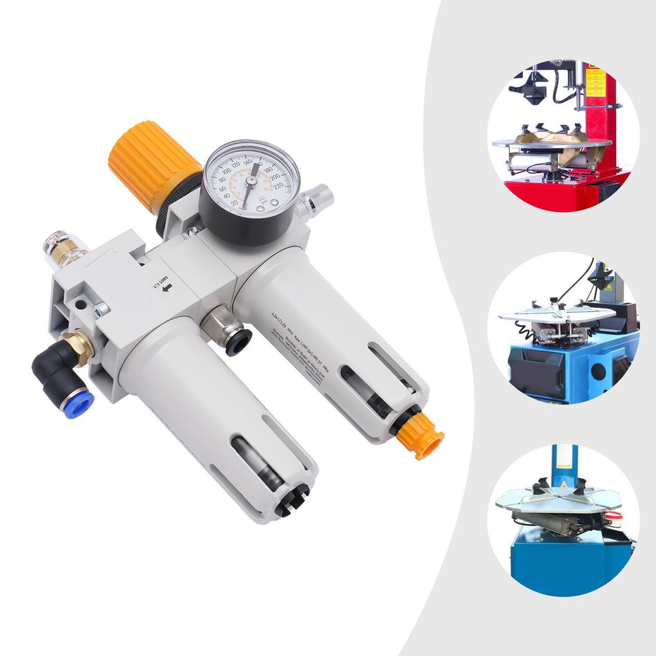Tire Changer Oil Water Separator Tire Changer Air Pressor Oil Water Regulator Separator With Pressure Gauge Complete Accessories Silvery