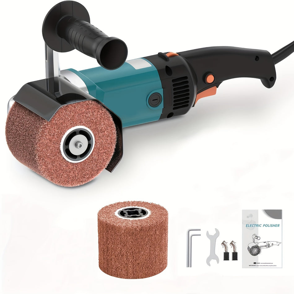 1400W Burnishing Polishing Machine 110V Handheld Electric Sander Polisher Kit Stainless Steel Polisher With 8 Speed Adjustable 500 3000Rmp For For Metal Stainless Steel Plastic Wood Blue Color 1 Drawing Wheel