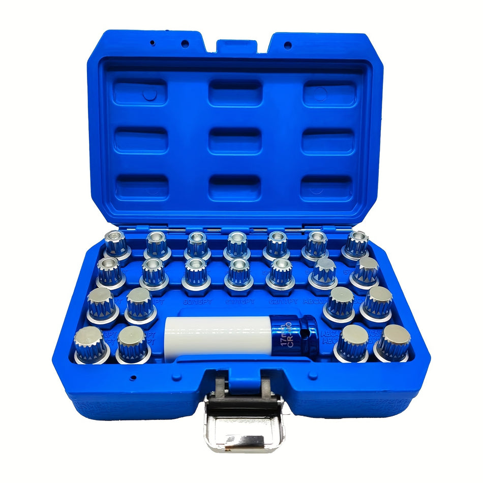 23Pcs Wheel Locking Nut Key Kit Compatible With Vw For Volkswagen For Audi Vag Wheel Lock Nut Socket Adapter Set Wheel Anti Theft Lug Nut Removal Tool Anti Theft Screw Remover