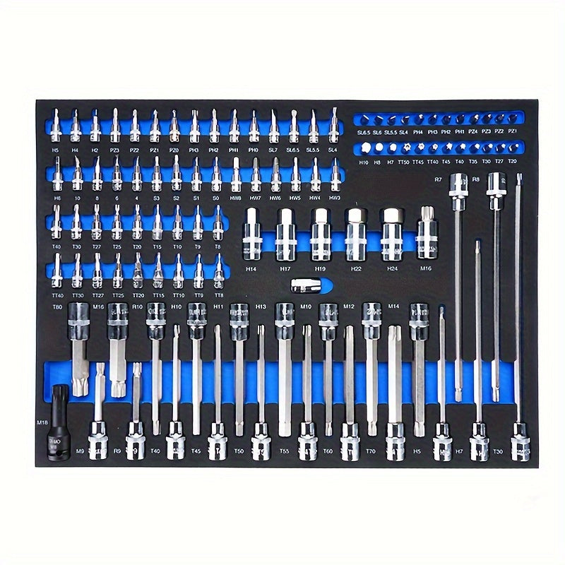 102Pcs Socket Bit Tool Set Bit Sl4 65 H7 10 Ph1 4 Pz1 4 T20 45 Tt40 50 Long Socket T40 80 M9 16 H5 13 R7 9 Short Socket Strong And Durable Complete Set Can Be Used With Pneumatic Impact Wrenches Power Tools Etc