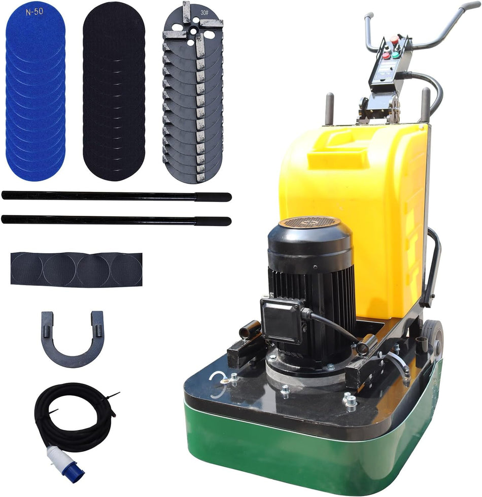 Walk Behind Cement Concrete Floor Grinder Epoxy Floor Grinding Machine With 12 Grinding Head 220V 75Kw