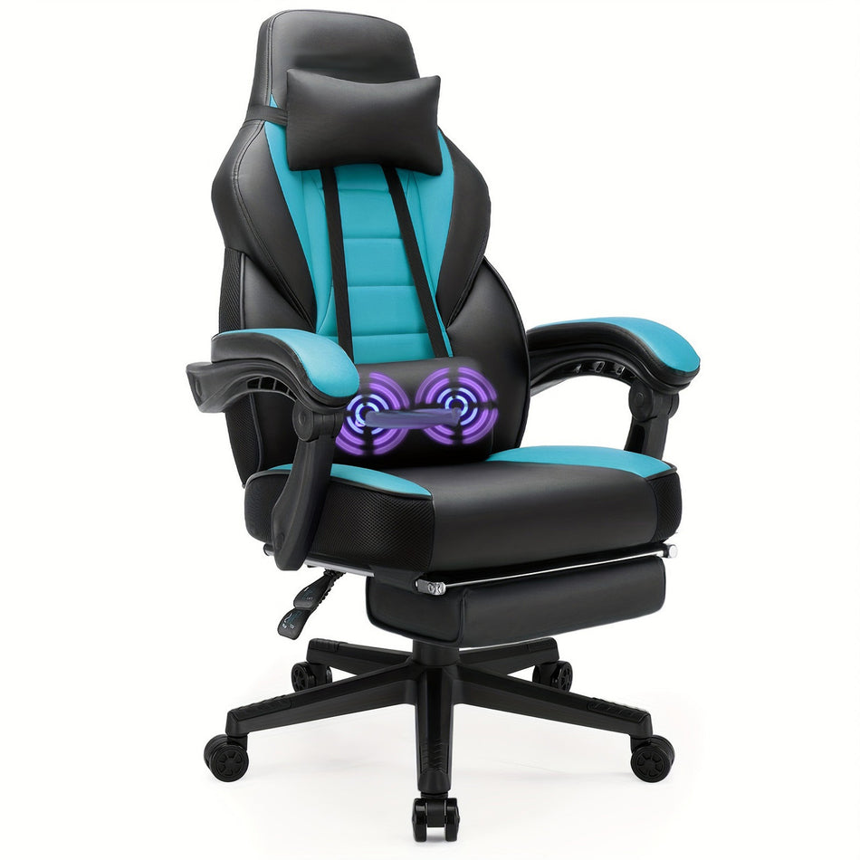 Video Game Chairs With Footrest Big And Tall Gamer Chair For Adults 400Lb Capacity Racing Style Computer Chair With Headrest And Lumbar Support Green Color