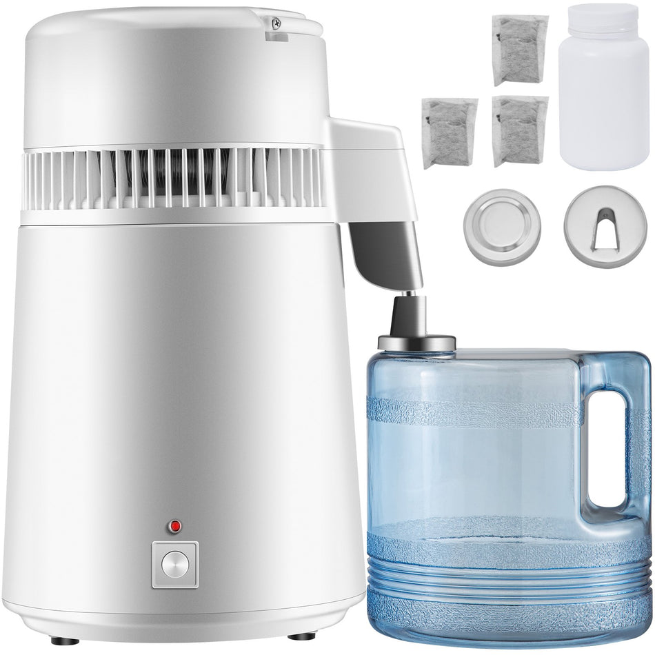 Stainless Steel Water Distiller 746W Water Distillation Kit 1 Gallon43 L Water Distiller Home Countertop Connection Bottle Food Grade Outlet Glass Container Upgraded Design
