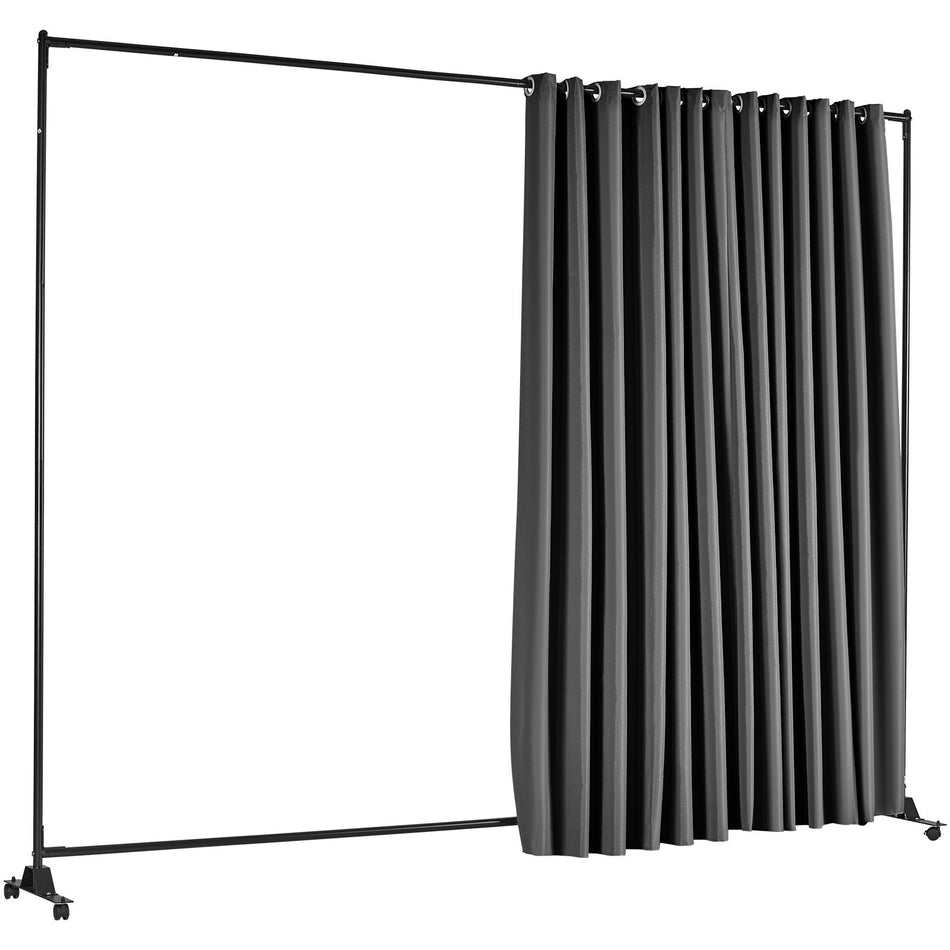 Room Divider Kit 8 Ft X 10 Ft 4 Rolling Wheels Curtain Divider Stand Aluminum Alloy Frame Blackout Curtain Portable Oxford Bag Included Expandable Room Divider For Office Gray