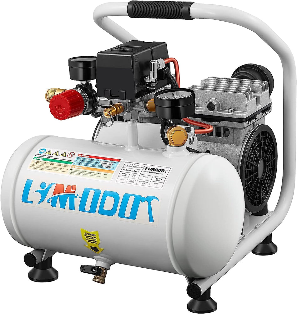 Ultra Quiet Air Compressor Whisper Quiet Under 60Db Light And Portable 1Hp 115V Oil Free Ideal For Woodworking Shop Garage Spray Painting Tire Inflation