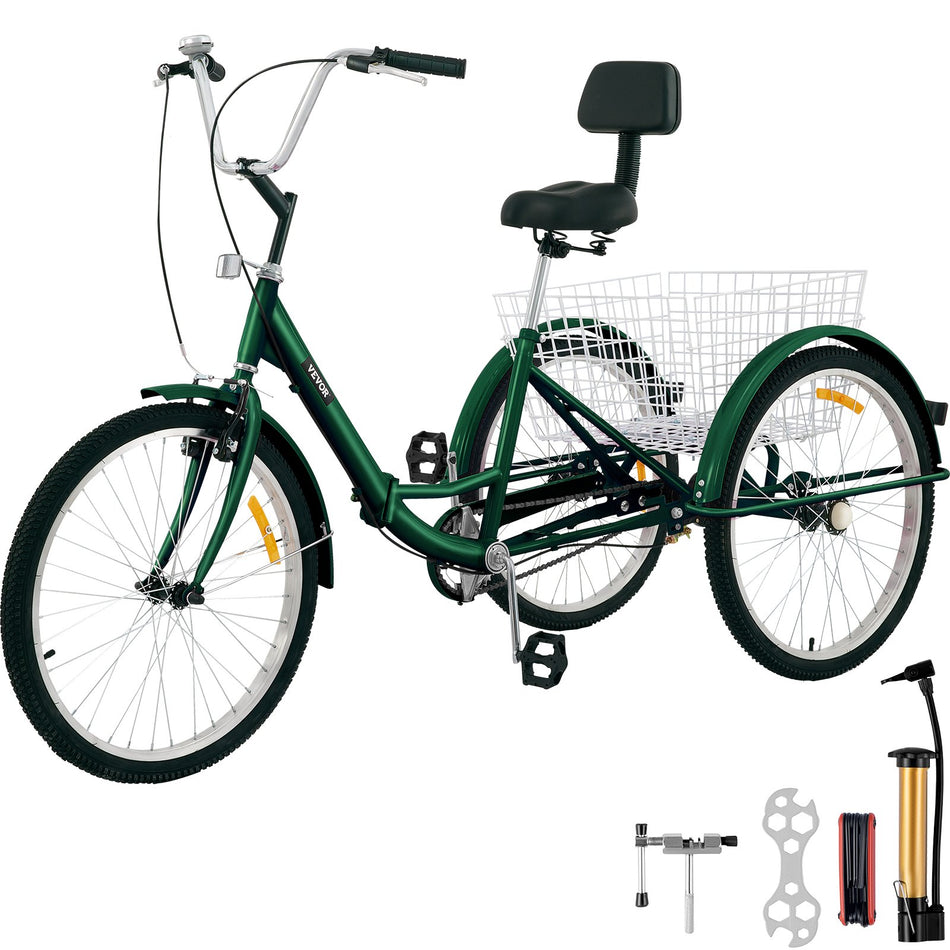 Tricycle Adult 24 Inch Wheels Adult Tricycle 1 Speed 3 Wheel Bikes For Adults Three Wheel Bike For Adults Adult Trike Adult Folding Tricycle Foldable Adult Tricycle 3 Wheel Bike Trike For Adults