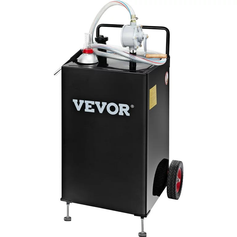 30 Gallon Fuel Caddy Gas Storage Tank 4 Wheels With Manuel Transfer Pump Gasoline Diesel Fuel Container For Cars Lawn Mowers Atvs Boats More Black