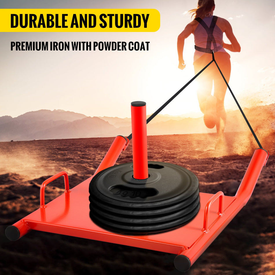 Weight Sled Push Pull Heavy High Training Sled Drag Fitness Hd Power Speed Training Sled For Athletic Exercise And Fitness Strength Training Red