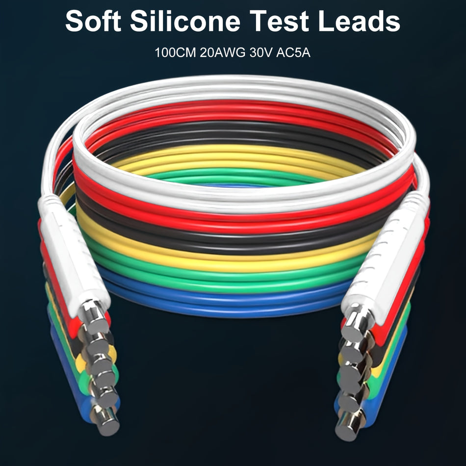 6Pcs Magnetic Test Leads 33Ft Silicon Soft Flexible Magnetic Leads For Electrical Testing Jumper Test Wires For Hvac Professionals