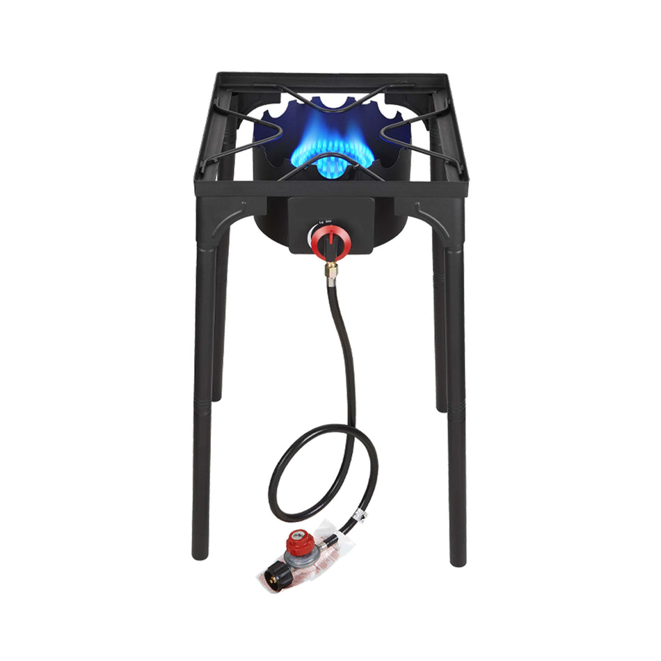 Single Burner Stove Ht C 0041 Outdoor Portable Propane Stove Gas Cooker Heavy Duty Iron Cast Patio Burner With Detachable Stand Legs For Camp Cooking