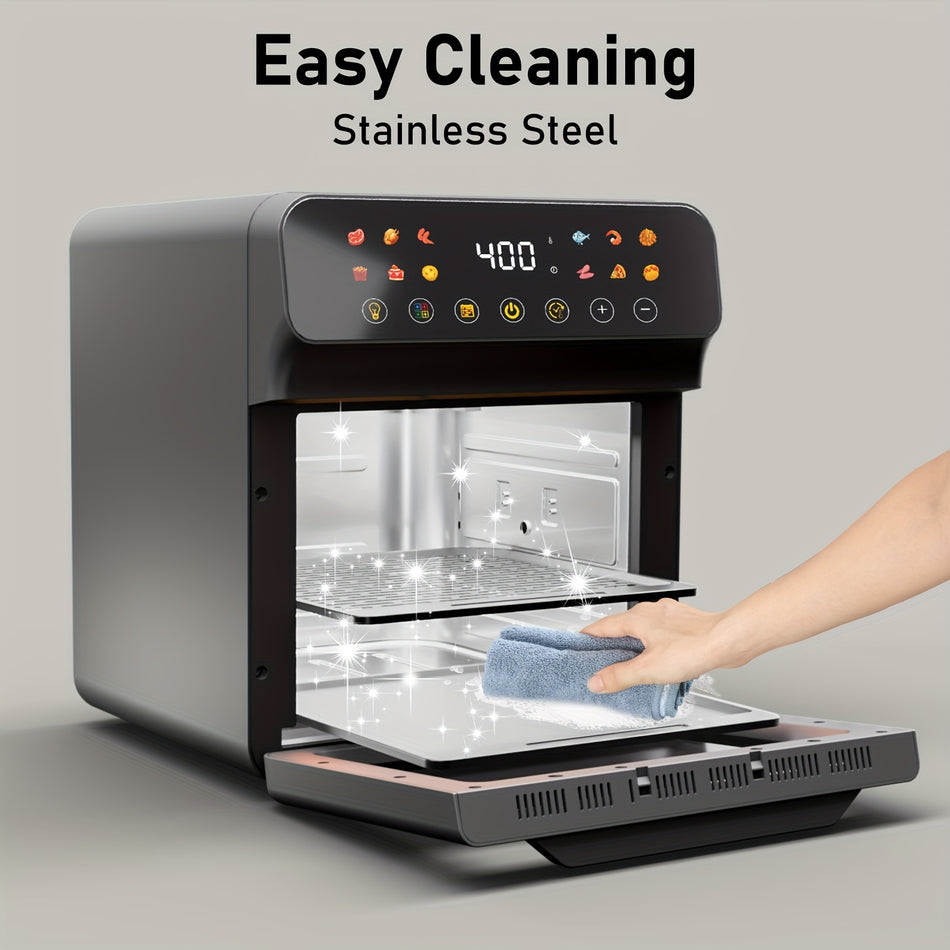 12Qt Extra Large Convection Countertop Oven   Air Fryer Toaster Oven Combo Stainless Steel Led Digital Touchscreen   Healthy Cooking Space Saving Design Black