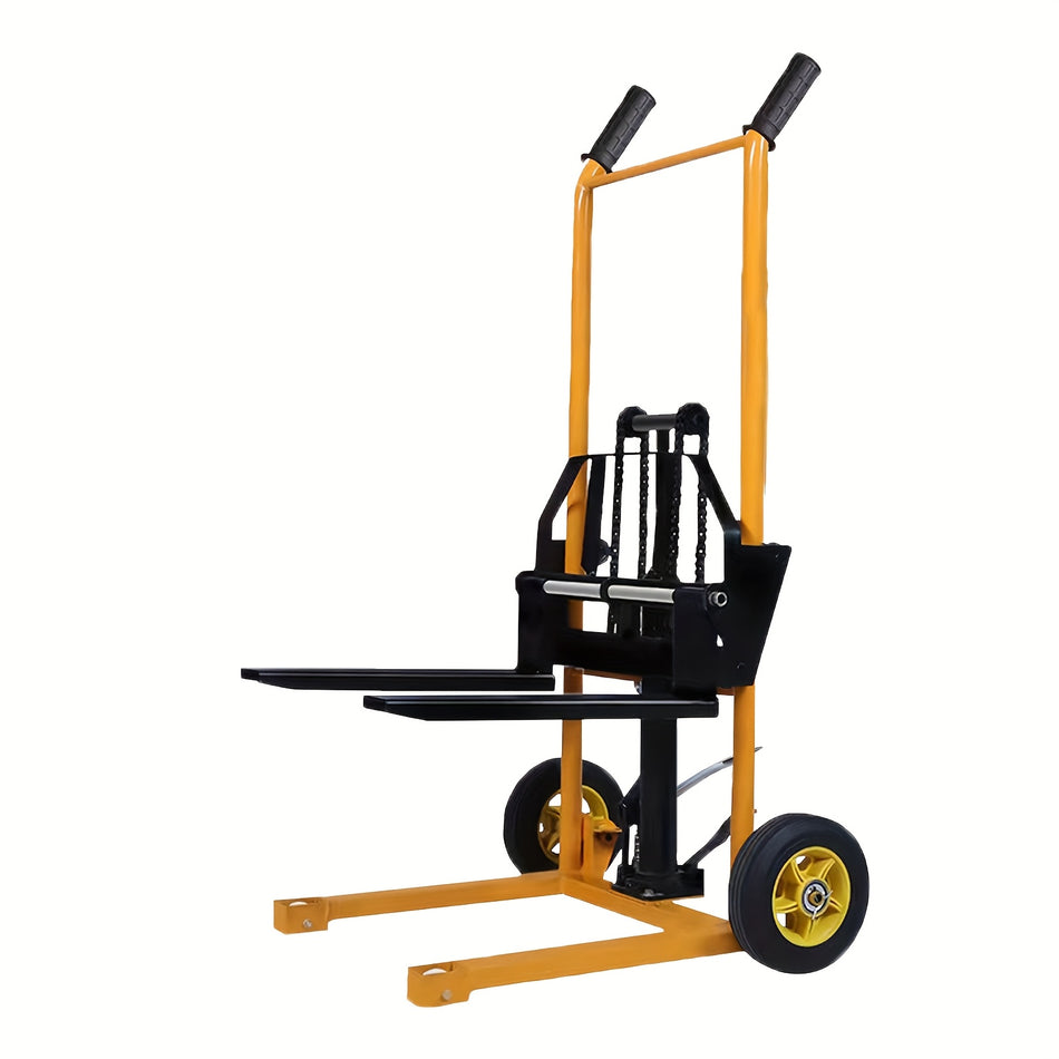 440 Lbs Manual Hydraulic Forklift Heavy Duty Metal Lift Truck With Adjustable Forks Fixed Legs Rubber Wheels For Indooroutdoor Use Ideal For Construction Warehouse Workshop No Pallets