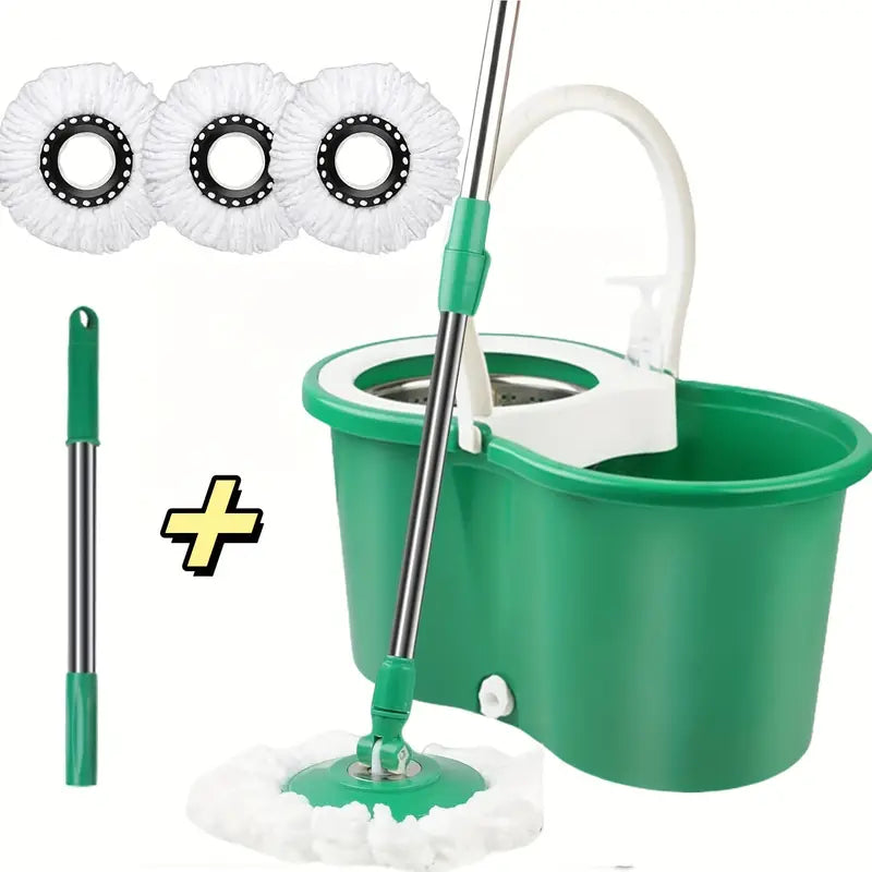 3 Microfiber Mop Replacement Heads Mop Bucket Set Spin Mop And Bucket And Wringer Set Bathroom Mop Bucket 360 Spin Mop Bucket System With 3 Microfiber Mop Replacement Heads And 61In Stainless Steel Adjustable Handle Upgrade Green Color