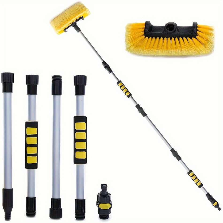 51 Inch Telescopic Car Wash Brush With 10 Inch Soft Bristle Onoff Switch For Car Truck Boat Washing Brush Perfect For Cleaning House Siding Auto Cars Trucks Suv Rv Floors And More Detachable Pole Car Wash Equipment