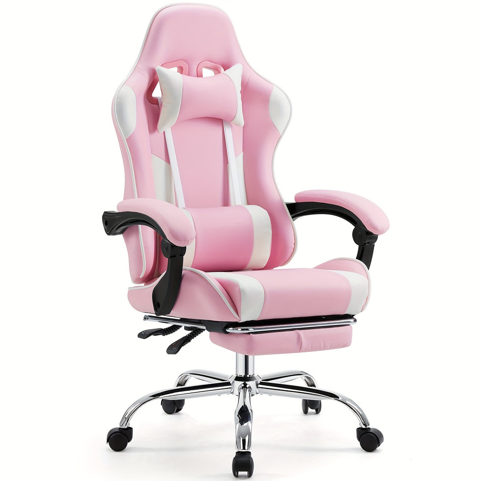 Ultimate Gaming Throne   Ergonomic Computer Chair With Footrest Lumbar Support Height Adjustment 360 Swivel Headrest And Breathable Mesh For Long Lasting Comfort And Productivity In Office Or Gaming Sessions Pink Color
