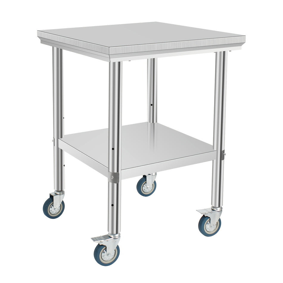 Stainless Steel Prep Table Heavy Duty 241232 Inch Stainless Steel Prep Table With 4 Casters   Commercial Kitchen Restaurant Business Food Worktable