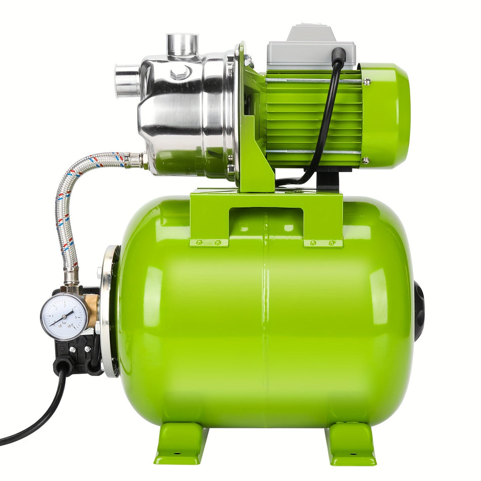 16Hp Shallow Well Pump With Pressure Tank 115V Stainless Steel Garden Irrigation Pump Pressure Switch Automatic Water Pressure Booster Pump Booster Jet Pump For Home Garden Lawn