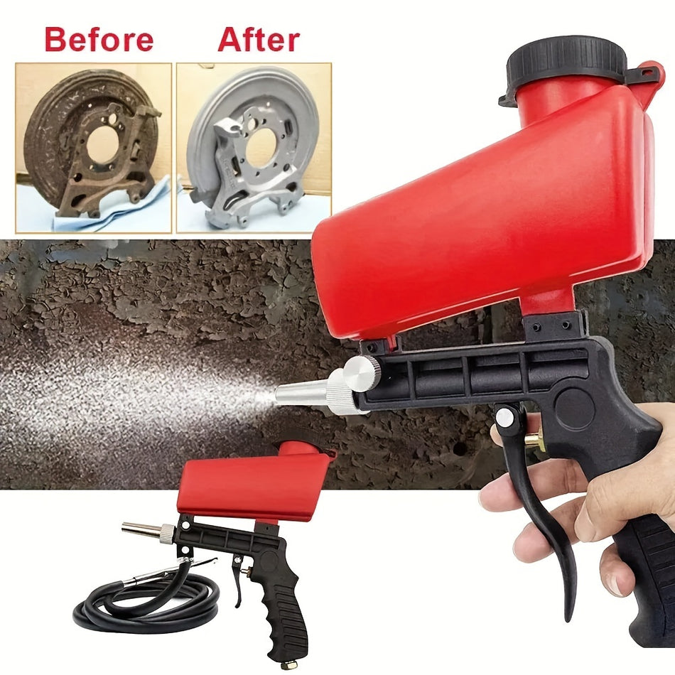 1Pc 90Psi Adjustable Sandblasting Gun Portable Gravity Pneumatic Adjustable Small Air Blasting Derusting Sandblasting Sand Removal Blasting Power Machine
