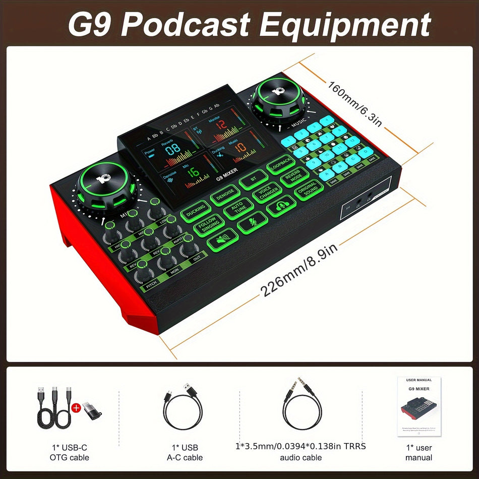 5 Channel Mixer Professional 5 Channel Audio Dj Mixer Sound Board 48V Phantom Power Usb Mp3 Playback Live Streaming Recording Parties Ktv Stage Performances Black With Green Accents User Friendly Interface Special Edition G9