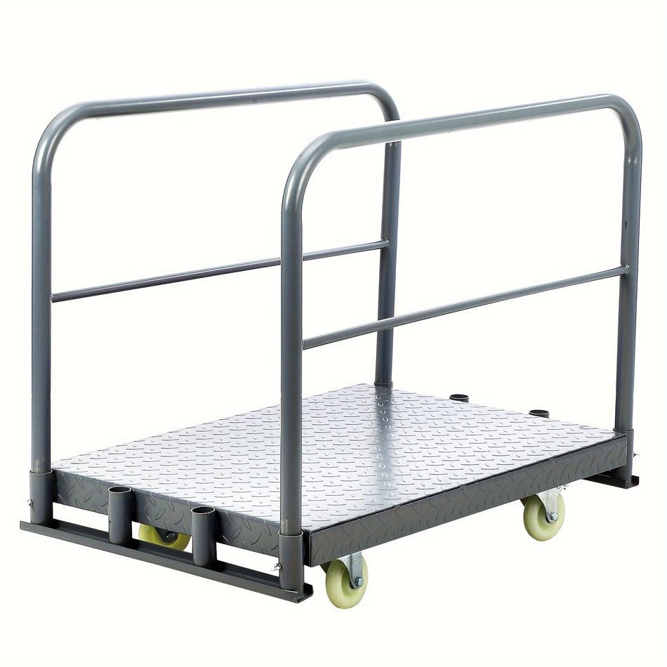 Steel Panel Truck Cart 2000 Lbs Heavy Duty Platform Truck Cart 2 In 1 Lumber Cart Drywall Dolly Cart Flatbed Cart With 2 Side Handrails 4 Swivel Casters For Luggage Cargo