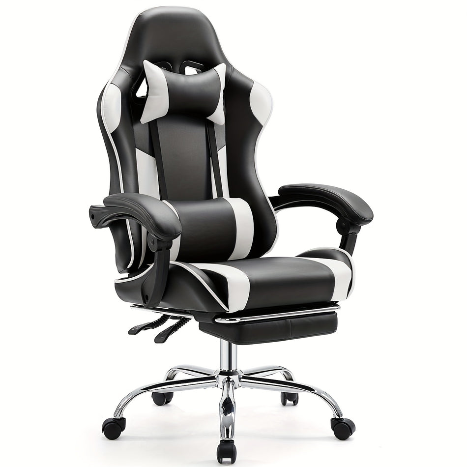 Ultimate Gaming Throne   Ergonomic Computer Chair With Footrest Lumbar Support Height Adjustment 360 Swivel Headrest And Breathable Mesh For Long Lasting Comfort And Productivity In Office Or Gaming Sessions White Color