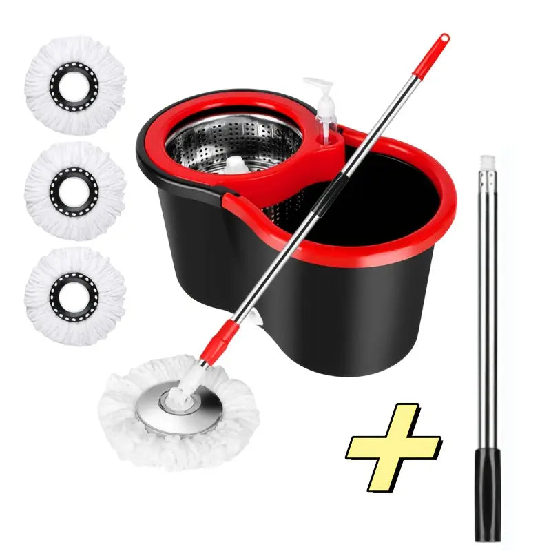 3 Microfiber Mop Replacement Heads Mop Bucket Set Spin Mop And Bucket And Wringer Set Bathroom Mop Bucket 360 Spin Mop Bucket System With 3 Microfiber Mop Replacement Heads And 61In Stainless Steel Adjustable Handle Upgrade Black Color