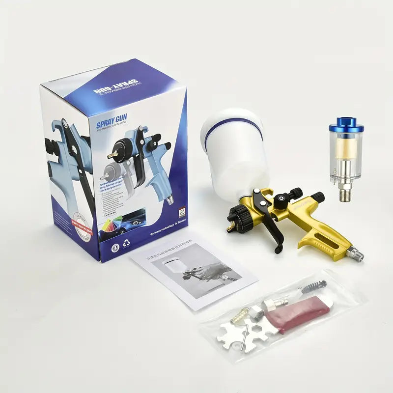 5200B High End Air Spray Gun Kit With 13Mm Nozzle Filter 2029Oz Capacity   Perfect For Automotive Paint Varnish Primer Application Golden Color