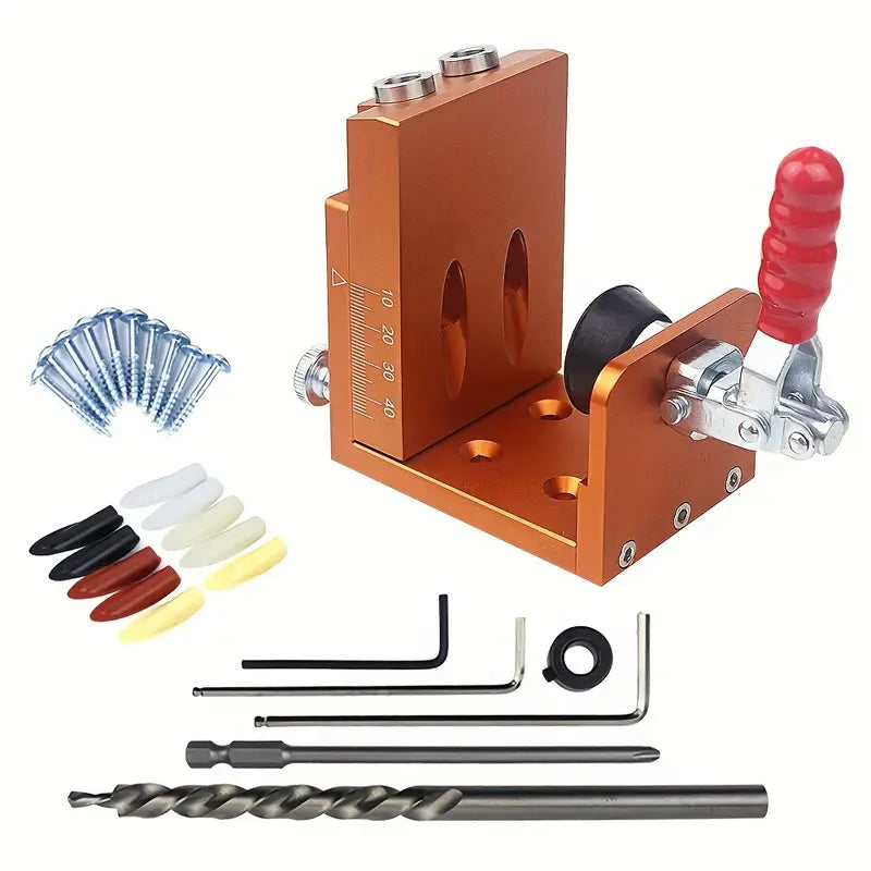 Tool For Quick Positioning And Drilling Of Oblique Holes At A 15 Degree Angle With A Screw To Block The Hole Used As An Auxiliary Tool For Drilling Screws Orange
