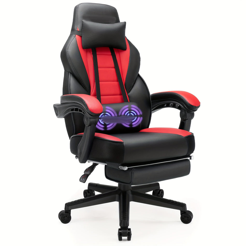 Video Game Chairs With Footrest Big And Tall Gamer Chair For Adults 400Lb Capacity Racing Style Computer Chair With Headrest And Lumbar Support Red Color