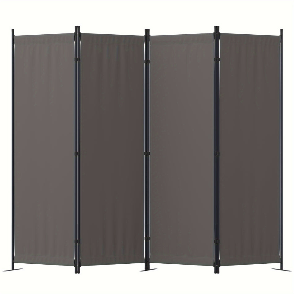 4 Panel Black Privacy Screen   Modern Folding Room Divider With Sturdy Metal Frame Easy Assembly Space Saving Design Perfect For Office Bedroom Hospital   Durable Wrinkle Resistant Fabric Room Dividers And Folding Privacy Screens Grey