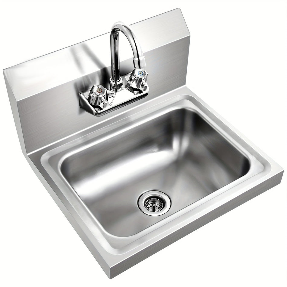 Stainless Steel Sink Nsf Wall Mount Hand Washing Sink With Faucet Back Splash